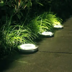 White Light Pack of 2 Waterproof 8LED Solar Ground Light for Garden