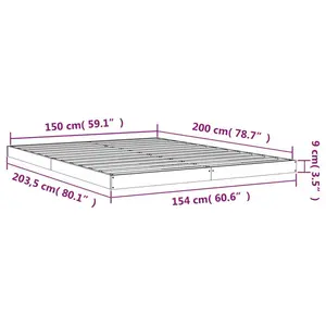 Bed Frame Solid Wood Black / 150 x 200cm