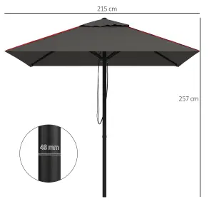 Outsunny Sun Parasol with Vent, Table Umbrella for Patio, Garden, Pool, Grey