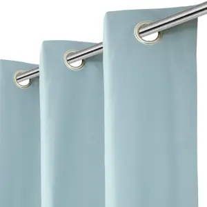 Hiva Light blue Solid dyed Lined Eyelet Curtain (W)228cm (L)228cm, Pair