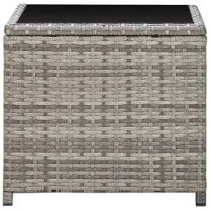 Berkfield Coffee Table Grey 45x45x40 cm Poly Rattan and Glass