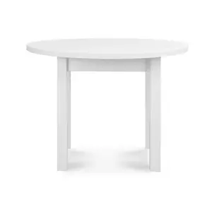 Round Solid Wood Base Dining Table White