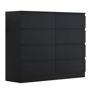 Black Chest Of 8 Drawers Scratch Resistant Deep Storage Anti Bowing