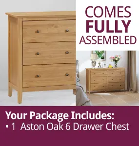 Hallowood Furniture Aston Oak 6 Drawer Chest