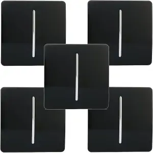 Trendi Modern 1 Gang 1 or 2 way Screwless Rocker Light Switch in Piano Black (Pack of 5)