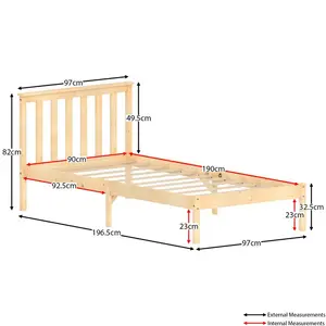 Frederique Bed Frame Pine / Single (3')