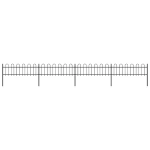 Berkfield Garden Fence with Hoop Top Steel 6.8x0.6 m Black