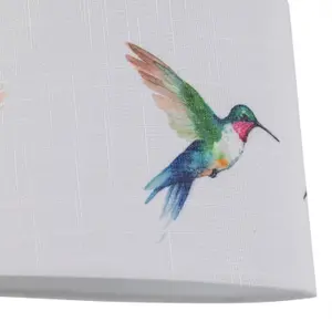 First Choice Lighting Set of 2 Hummingbird Bird Print Linen Easy Fit 28cm Pendant or Table Lamp Shades