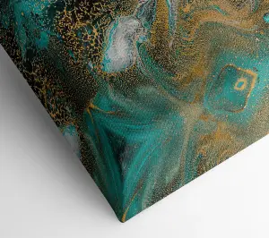 Turquoise And Teal Oil Flow Canvas Print Wall Art - Medium 20 x 32 Inches