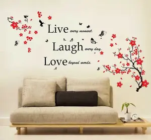 Walplus Huge Flower Blossom Butterflies Children Wall Stickers Live Laugh Love Classic