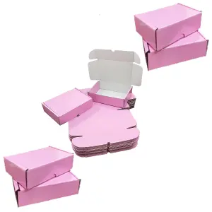 100 x Shiny Pink ( 12" x 9" x 4") Coloured Cardboard Postal Shipping Mailing Die Cut Boxes