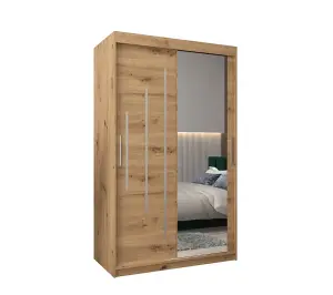 Elegant Oak Artisan York II Sliding Door Wardrobe W1200mm H2000mm D620mm Mirrored Classic Storage Solution