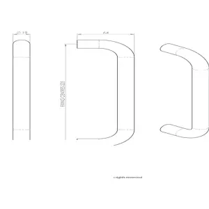 Round D Bar Pull Handle 244 x 19mm 225mm Fixing Centres Bright Steel