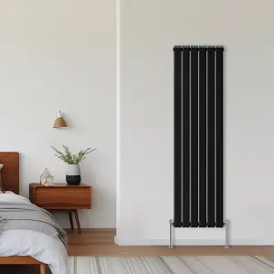 Rinse Bathrooms Vertical Radiators 1800x408mm Flat Panel Column Designer Radiator Black Double Radiators Central Heating