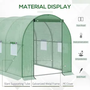 Outsunny Polytunnel Walk-in Garden Greenhouse with Zip Door and Windows 3 x 2M