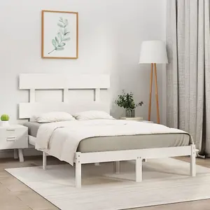 Berkfield Bed Frame White Solid Wood 120x200 cm