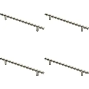 4x Straight T Bar Pull Handle 600 x 30mm 450mm Fixing Centres Satin Steel