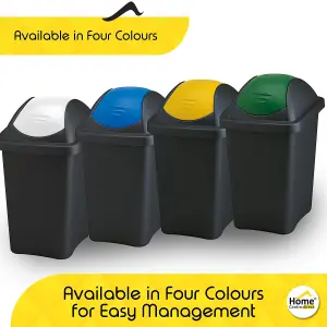 Home Centre Swing Lid Top Plastic Waste Bin 60 Litre White-Black