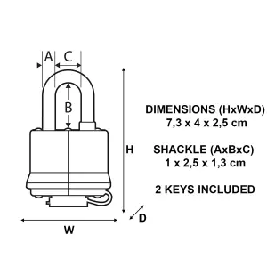 Master Lock Laminated Steel Blue Open shackle Padlock with Thermoplastic cover (W)40mm