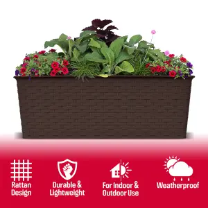 Rectangle Rattan Planter 30cm Brown