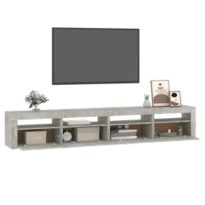 Berkfield TV Cabinet with LED Lights Concrete Grey 240x35x40 cm