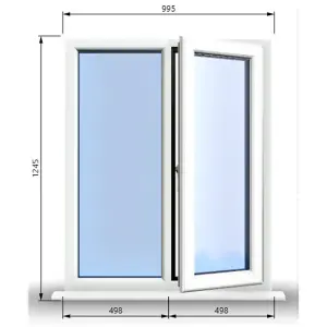 995mm (W) x 1245mm (H) PVCu StormProof Casement Window - 1 RIGHT Opening Window -  Toughened Safety Glass - White