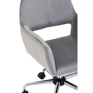 Interiors by Premier Brent Grey Velvet And Chrome Base Home Office Chair