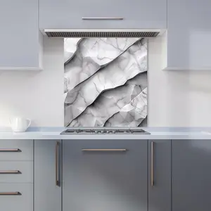 Modern Grey Marble Effect Premium Glass Kitchen Splashback W700mm x H750mm