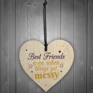 Red Ocean Novelty Friendship Sign Funny Best Friend Plaque Handmade Wooden Hanging Heart Thank You Gift