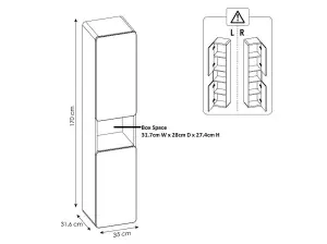 Bathroom Furniture Set 800 Wall Vanity Unit with Sink + Tall Slim Cabinet White Gloss Oak Arub