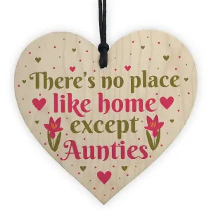 Red Ocean Auntie Aunt Sister Christmas Birthday Gifts Hanging Wooden Heart Sign Xmas Home Keepsake