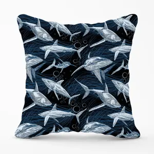 Hand Drawn Shark Pattern Cushions 60cm x 60cm