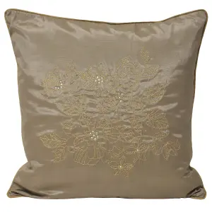 Paoletti Chic Floral Embroidered Polyester Filled Cushion