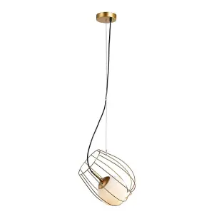 Luminosa Modern Hanging Pendant Golden 1 Light  with Gold, White Shade, E27