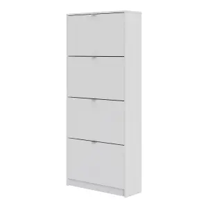 Shoes Shoe cabinet  w. 4 tilting doors and 2 layers White