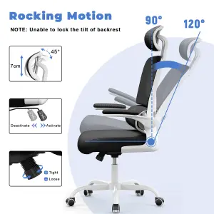 Ergonomic Office Chair,Swivel Computer Chair with Rocking Function and Flip-up Armrests,Black&White