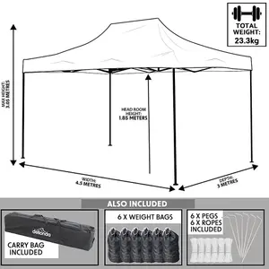 Durable 3x4.5m Green Pop-Up Gazebo with Waterproof Canopy and Heavy Duty Frame