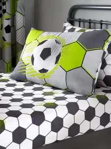 Football Stamp Single Fitted Sheet and Pillowcase Set