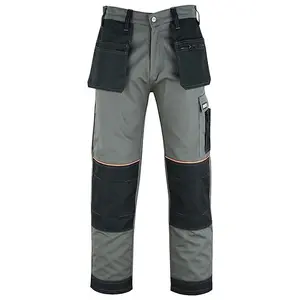 MS9 Mens Cargo Work Trousers Pants Jeans with Multi Pockets S5, Grey - 42W/34L