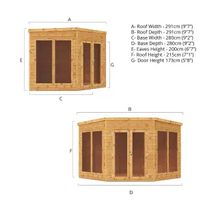 Mercia Corner 9x9 ft with Double door & 4 windows Flat Wooden Summer house