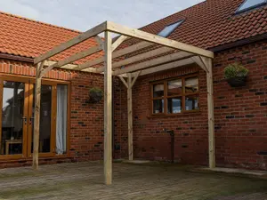 Box pergola, wooden diy kit , 3m x 3m (Rustic brown finish)