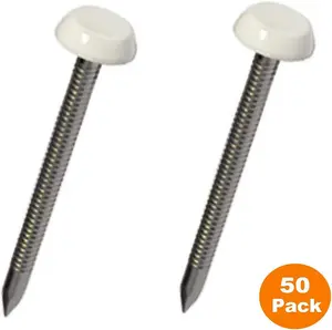 50 x 30mm White UPVC Poly Top Pins Nails Plastic Headed Polytop stainless Steel