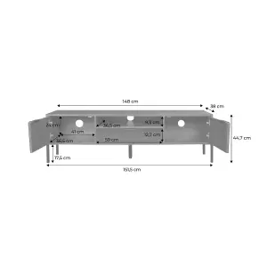 sweeek. 151.5cm vintage walnut wooden effect TV stand Glassy Walnut 151.5x38x44.7 cm