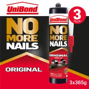 UniBond No More Nails Original White Grab adhesive 3 x 365g 1.1kg, Pack of 3