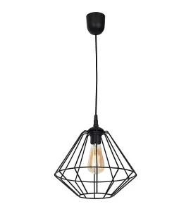 Milagro Colin Black Pendant Lamp 1XE27 Hand Made Matt Black Cage Style Lamps Creating Industrial Chic