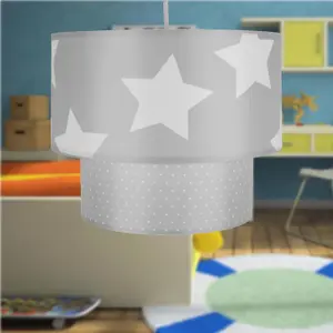 First Choice Lighting Grey & White Star Design Easy Fit Light Shade