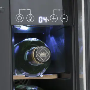 SIA WC15SS 150mm / 15cm Stainless Steel Under Counter LED 7 Bottle Wine Fridge Drinks Cooler