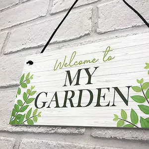 Garden Signs Welcome Plaque Hanging Summerhouse Garden Shed Sign Family Gift