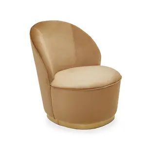 Gold Beige Kids Velvet Chair with Gold Base, Velvet Upholstery Kids Chair for Living Room, Dining Room