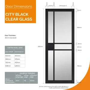 Urban Industrial City Black Clear Glass Internal Door